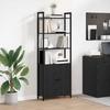 Boekenkast Zwart Eiken Look 60 x 24 x 161 cm Bewerkt Hout