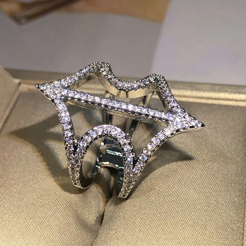 925 Silver Fashion Jewelry Tiny Delicate Pave Cz Cubic Zirconia Womens Girls Bridal Wedding Rings Promotion Birthday Gifts