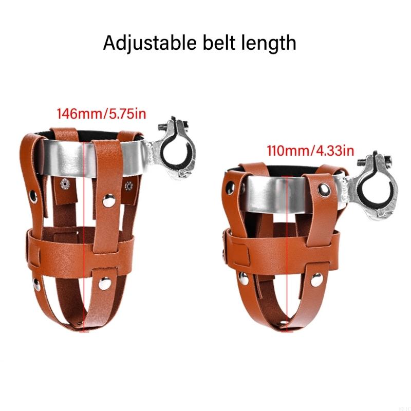 831C Vintage Leather Road Bike Handlebar Cup Holder Cycling Beverage Pouches Road Bike Drink Holder Water Bottles Cage Rack