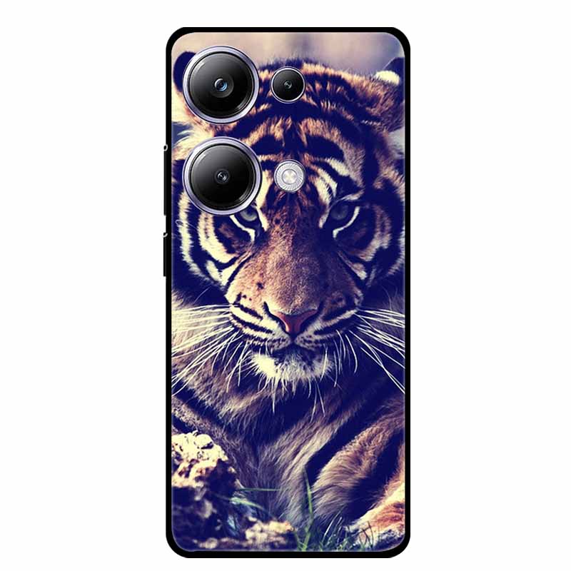 For Xiaomi Poco M6 Pro 4G Phone Case Cover Wolf Shockproof Black Silicone Soft Back Cover Cases For Poco M6 Pro Case M 6 M6Pro