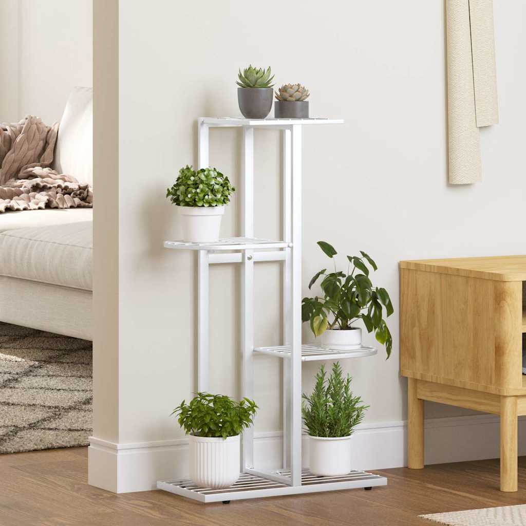 vidaXL Blumenständer 4-Etagen 43x22x76 cm Weiß Metall anti-blitz weiße