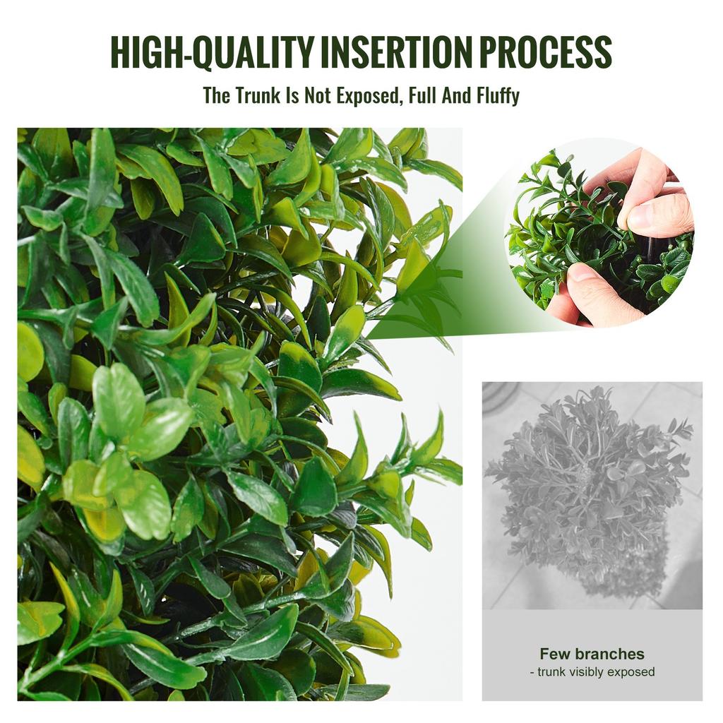 VEVOR Artificial Boxwood Topiary Tree, 36 inch Tall (2 Pieces), Faux Topiary Trees, Green Faux Plant w/ Extra Leaves & Pot & Small Decoration