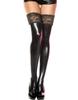 Black Stockings Wetlook Lace Garters Mh4885 Blk