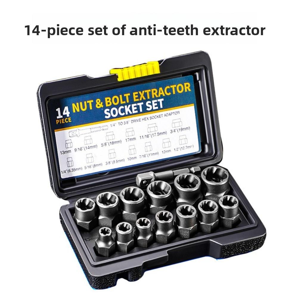 14/6PCS Impact Bolt&Nut Extractor Set Professional Removal Tool Kit With Durable Storage Box For Broken Fasteners