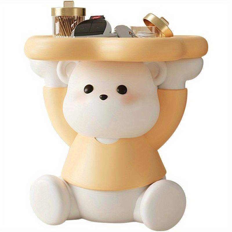 1pc Cute Bear Figurine with Tray,Resin Decorative Storage for Keys,Coins,Small Items, Abstract Design, , Perfect for Living Room, Bedroom, Office
