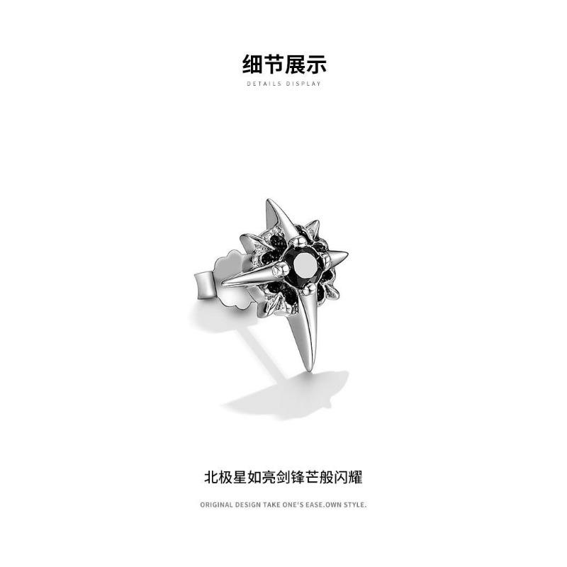 Personalized Hip Hop Punk Inlaid Diamond Single Stud Earring For Men And Women 1pair