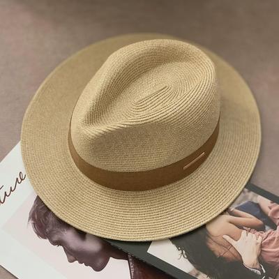 Unisex-Sonnenhut aus Panamastroh mit breiter Krempe, UV-Schutz und verstellbarer Passform
