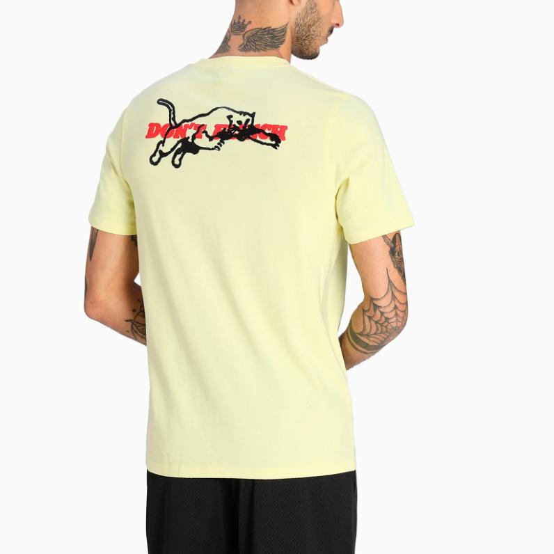 Puma Scouted Logo Printed Sports Round Neck Short Sleeve T-Shirt Men Tops Light-Yellow 532120-02