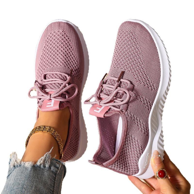 Shoes Women's New Sports Shoes Lace-up Fashionable and Versatile Daily Casual Women's Shoes Mesh Breathable Large Size Women's Shoes