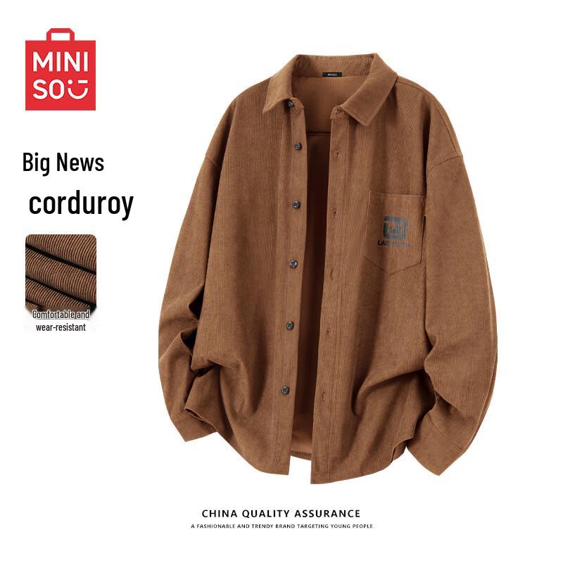 Мужская вельветовая рубашка-куртка с длинным рукавом MINISO 4XL