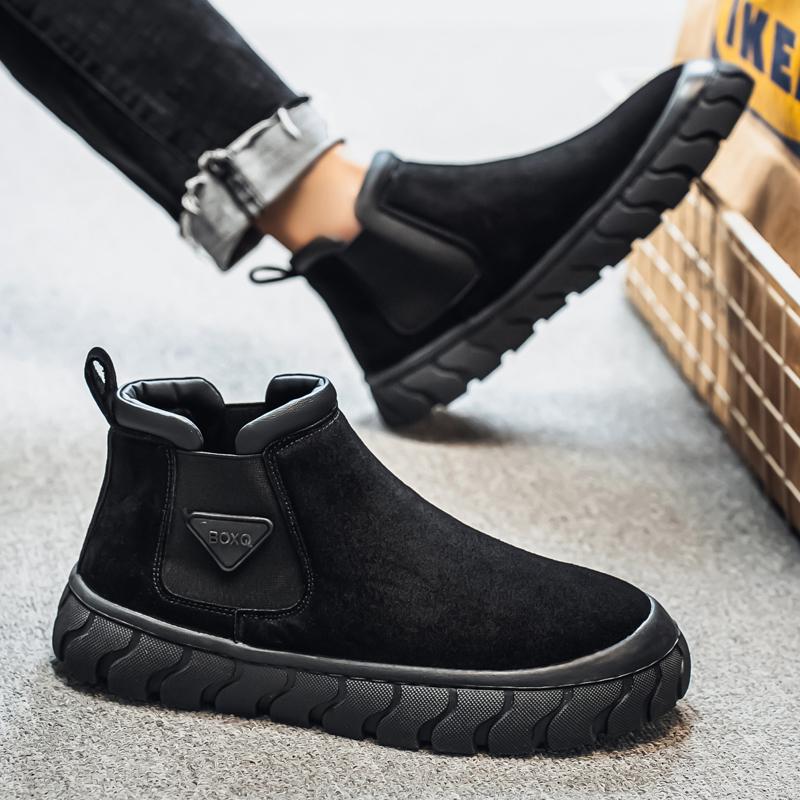 Man High Top Casual Men Shoes Flat Botas Chelsea De Hombre Autumn Khaki Chelsea Boots for Men Comfort Slip-on Ankle Boots for