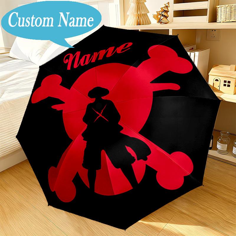 Custom Name Umbrella Luffy Adventure Umbrella 8-Frame for Travel, Camping, Casual Lightweight Portable, Essential for Family Gifts