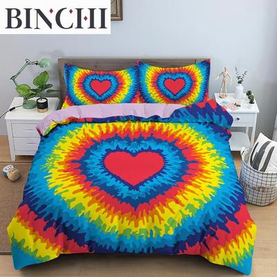 Tie Dye Bettbezug Set Regenbogen Bettwäsche Set Lebendige Farbe Spiral Tie Dye Design Jungen Mädchen Boho Bettwäsche Set Schlafzimmer Dekoration