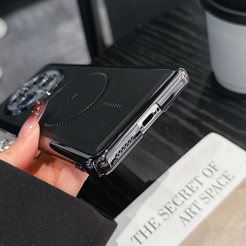 For Huawei Mate 50 50 Pro 40 40 Pro Electroplated Leather Texture Magnetic Wireless Charging Shockproof Phone Case