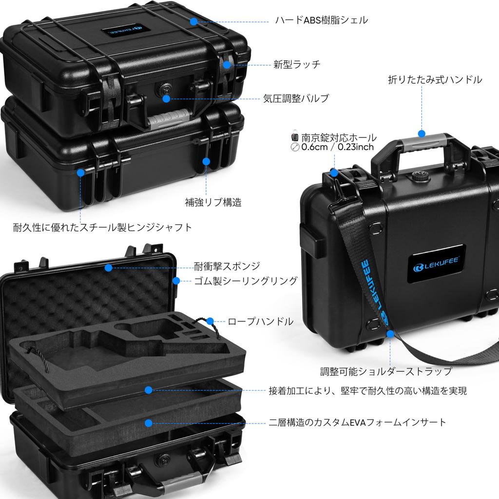 Lekufee Waterproof Hard Carrying Case for GoPro Fluid Pro AI Gimbal & Hero 13/12/11/10/9 Cameras Dual-Layer EVA ABS Shell Travel Storage Bag