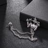 JY Fashion Brooch Vintage Crystal Crown Chain Pin for Men Jewelry Suits Accessories Lapel Badge Brooch