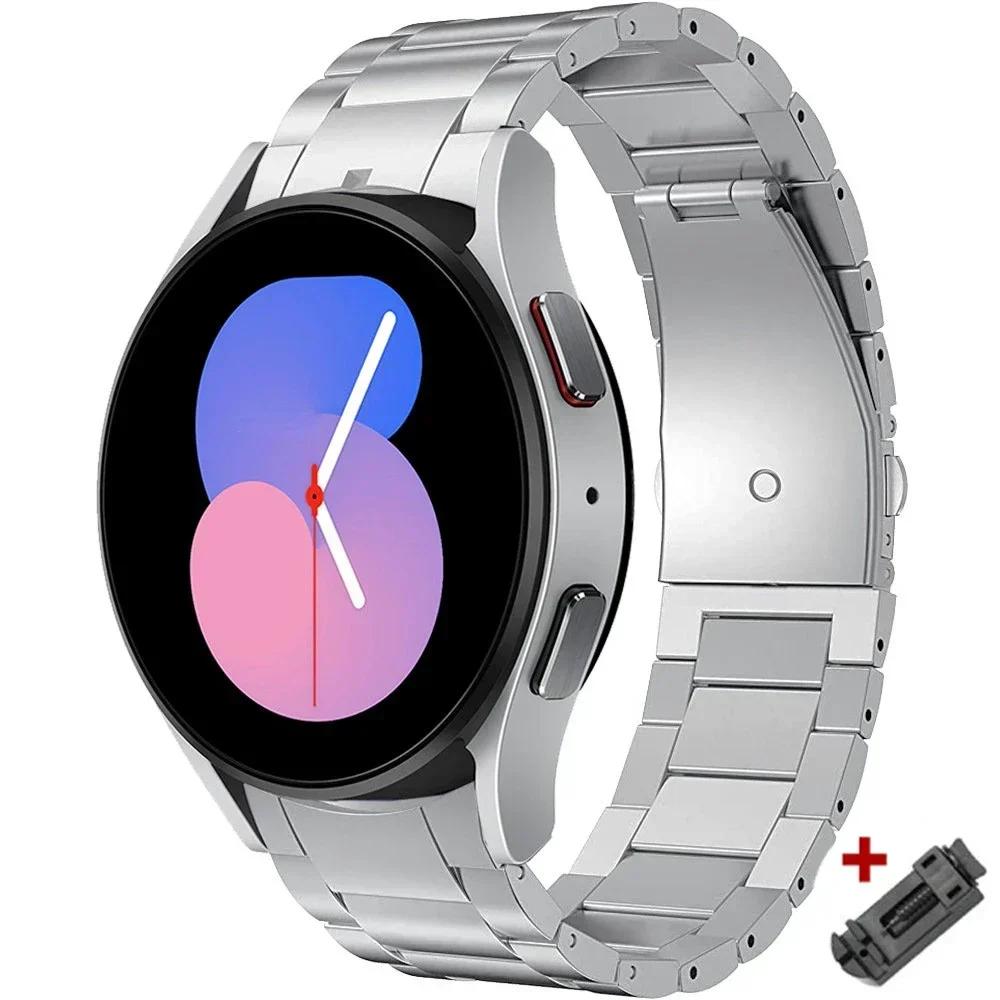 

No Gaps Titanium Metal Strap For Samsung Galaxy Watch 7/FE/6Classic 40 44mm 43mm 47mm 5Pro 45mm Watch 4Classic 46 42mm Bracelet Galaxy 8Classic 46mm срібний