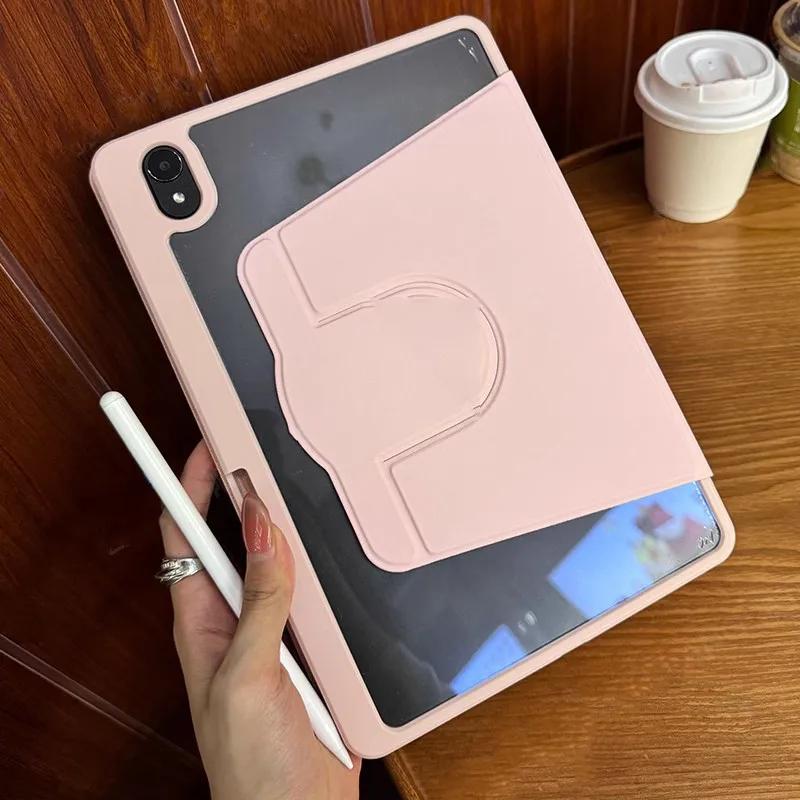 

Чохол з обертанням на 360° для Samsung Galaxy Tab S10 Plus 12.4 S10+ S9 FE Plus S8 S7 + S6 Lite A9 Plus A8 A7 8.7 Обкладинка з відділенням для стилуса For S6 Lite 10.4inch рожевий