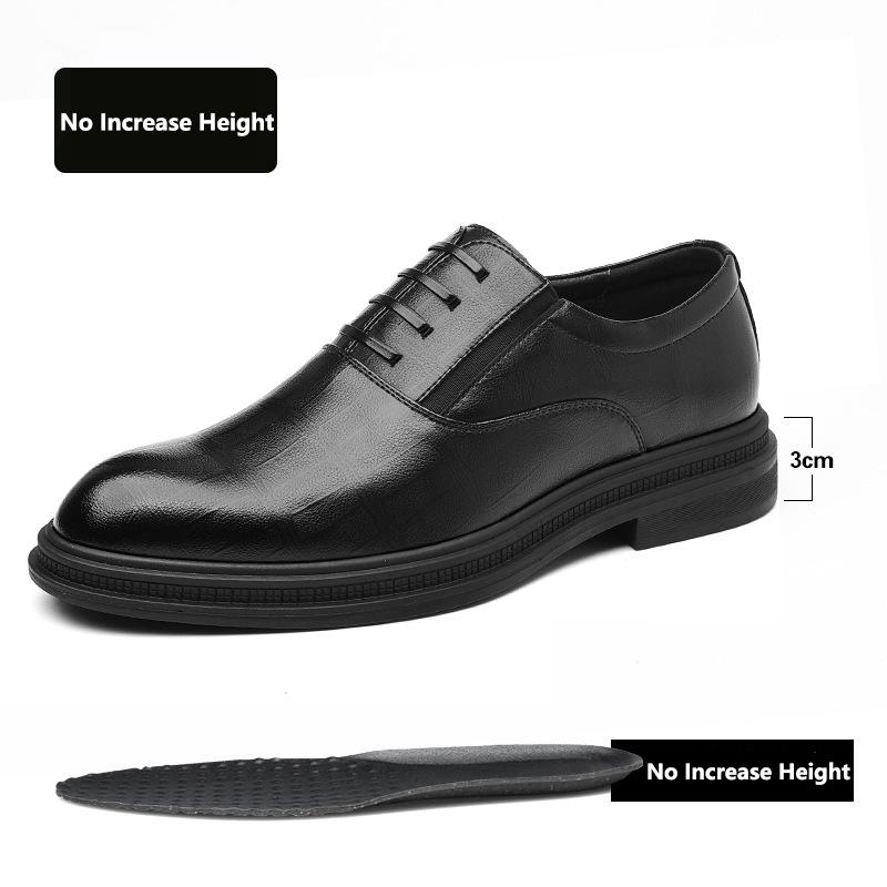New Men 37-48 Men's Flat / 8CM Heightening Elevator Shoes Business Formal Leather Shoes Man British Casual Wedding Suit Shoes