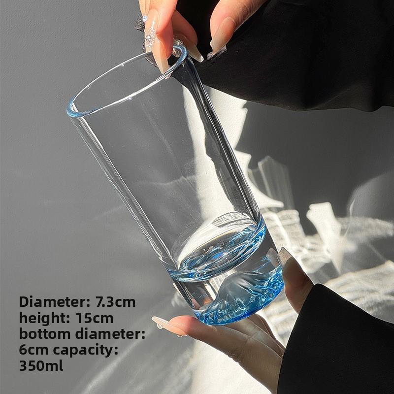 Blue Limited Edition Fuji Mountain Glass Cup Japanese Sle High Aesthetic Value Coffee Drinking Cup for Home Use Water Cup