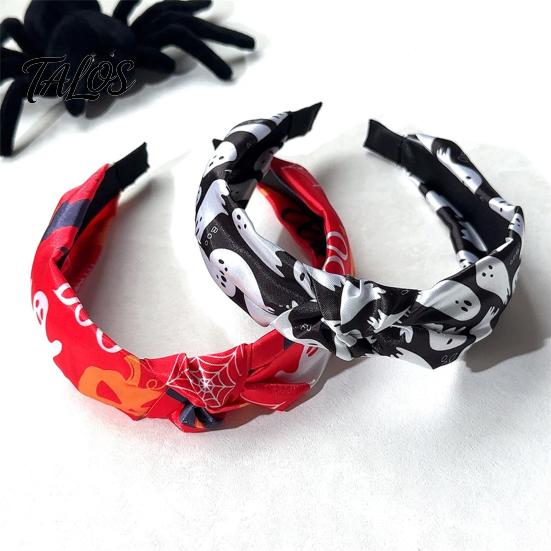 Wide Brim Fabric Headband Halloween Knotted for Women, Retro Turban Headband, Ghost Party Hairband Bat Pumpkin Hair Band, Cosplay Costume Accessories