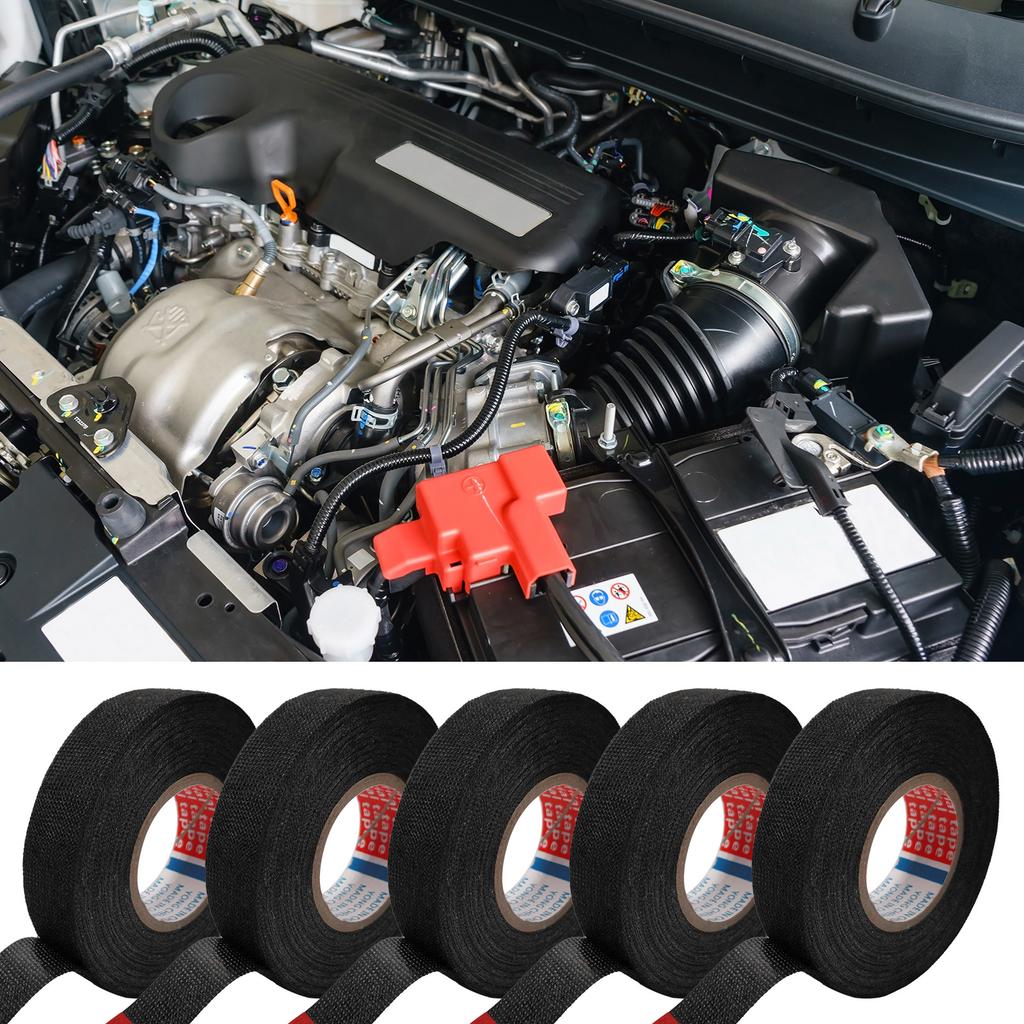 5 Rolls Wire Loom Harness Tape Flame Retardant Wiring Harness Cloth Tape Insulation Electrical Tape for Automotive Engines
