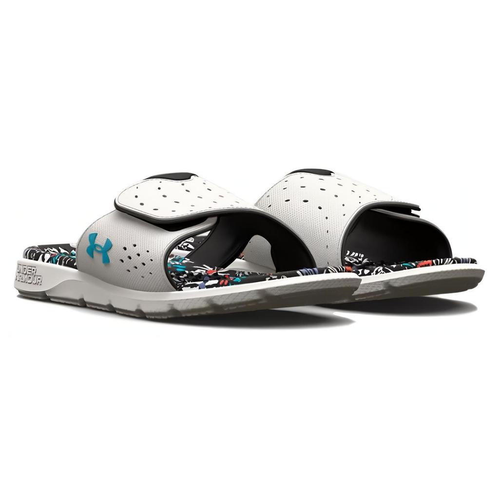 Under Armour Women's Ignite 7 Graphic Footbed Slide Grey Mist Floral 3026029-100