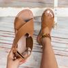 2024 Summer Fashion New Women Leather Flat Clip Toes Sandals Solid Versatile Simple Casual Shoes Female Chic Lightweight Shoes