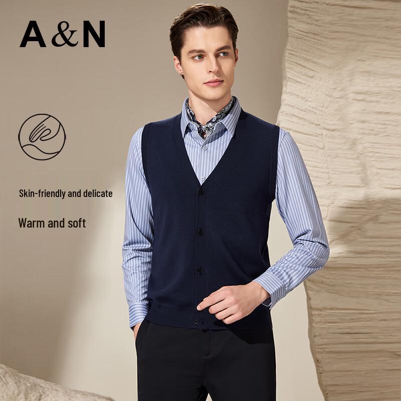 Antonio Herren 100% Merinowolle Gestrickte V-Ausschnitt Strickweste