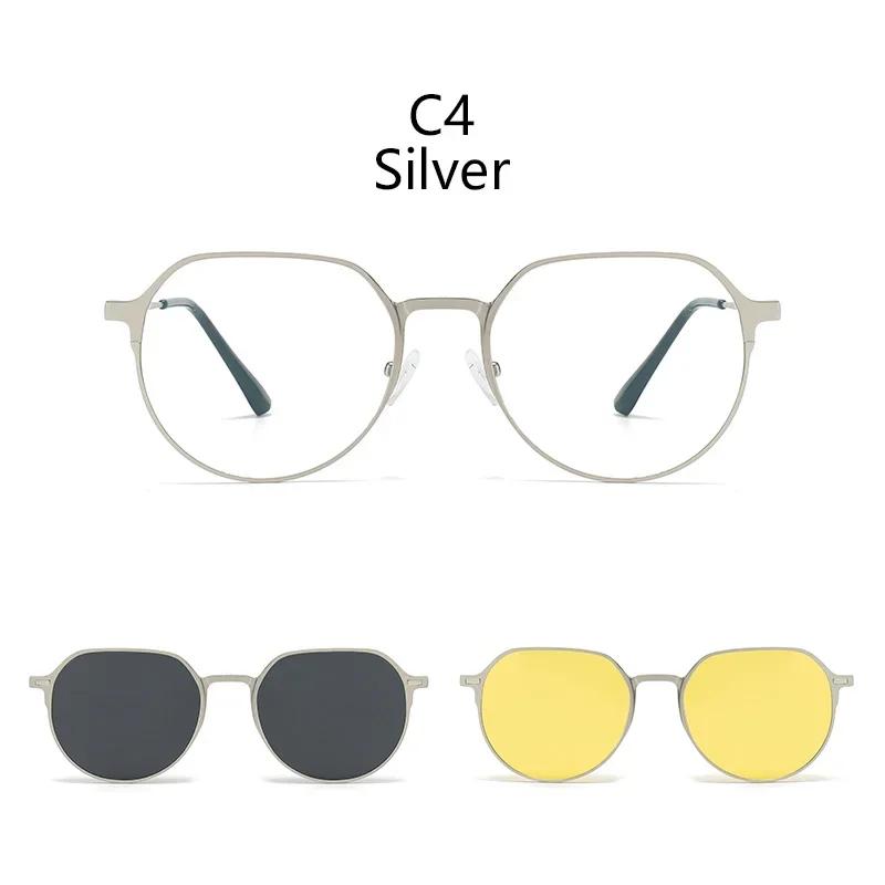 3 In 1 Sunglasses Men Magnetic Clip On Glasses Metal Frame Optical Prescription Eyeglass Magnet Eyeglasses Clips