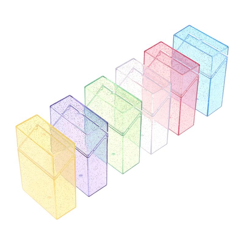 Clear Glitter Small Storage Box Kpop Photo Mini Card Holder Flip Lid Photo Case Small Stationery Card Holder Organizer