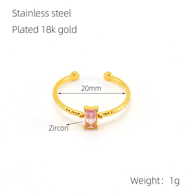Stainless Steel Square Ring with Cubic Zirconia for Women - European & American Style Light Luxury Titanium Steel Ring