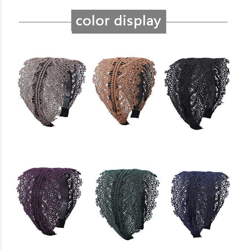 Lace Headband Women Black Korean Simple Wide-brimmed Fashion Sweet Cover White Hair Headband Fresh National Style Retro Hairpin