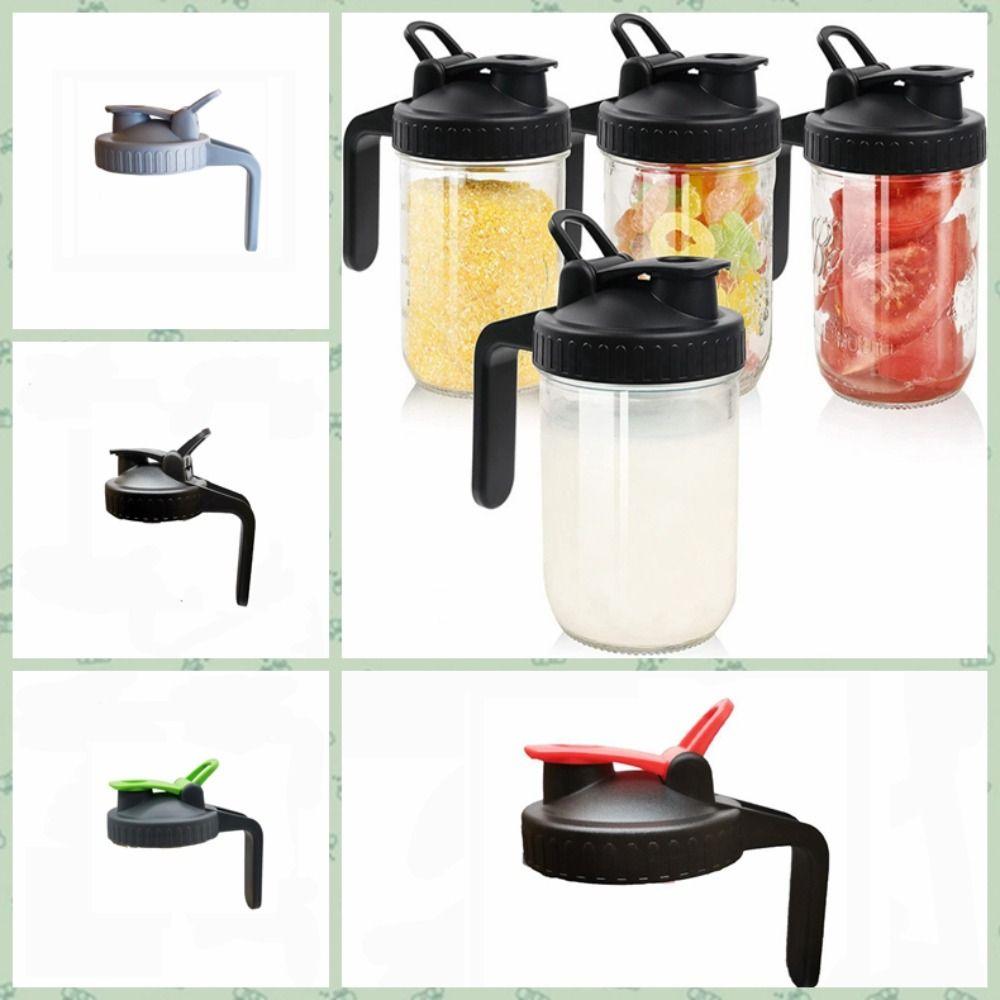 Pour Hole Wide Mouth Mason Jar Lids Plastic Jar Lids With Handle Reusable Wide Mouth Mason Jar