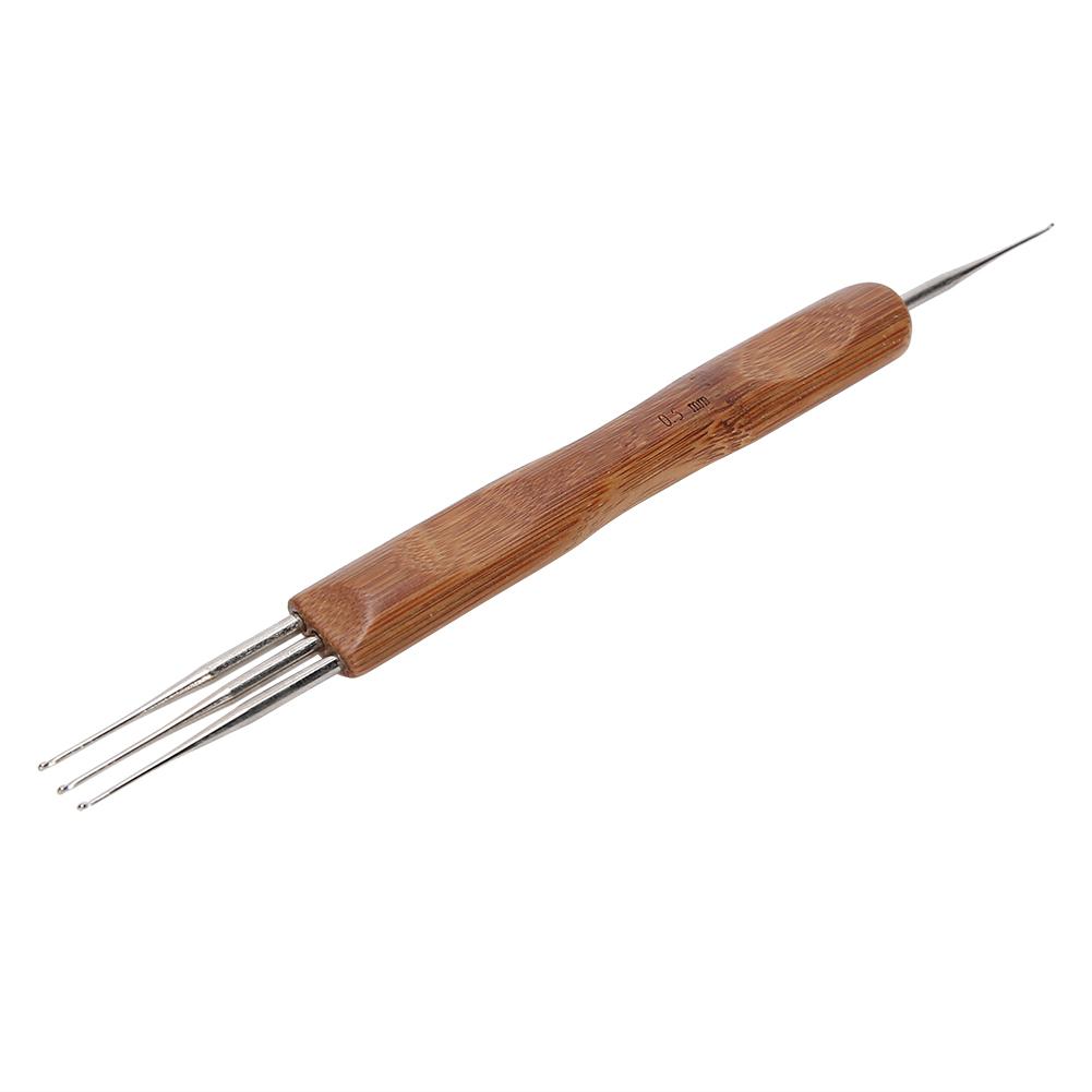 Dreadlock Crochet Hook Set Bamboo Handle DIY Braid Hair Weaving Wig Making Tool0.5 Single Head Plus Three Head