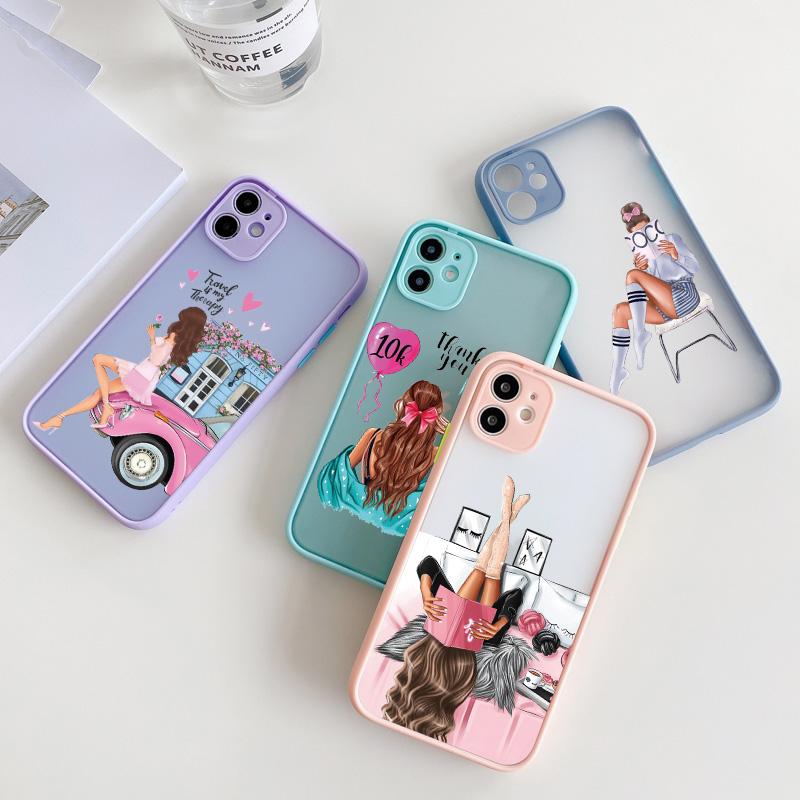 Mode Schönes Mädchen Hülle Für iPhone 16 7 8 Plus SE2 14 15 13 12 11 16 Pro Max Handyhülle Für iPhone X XR XS Stoßfeste Hülle