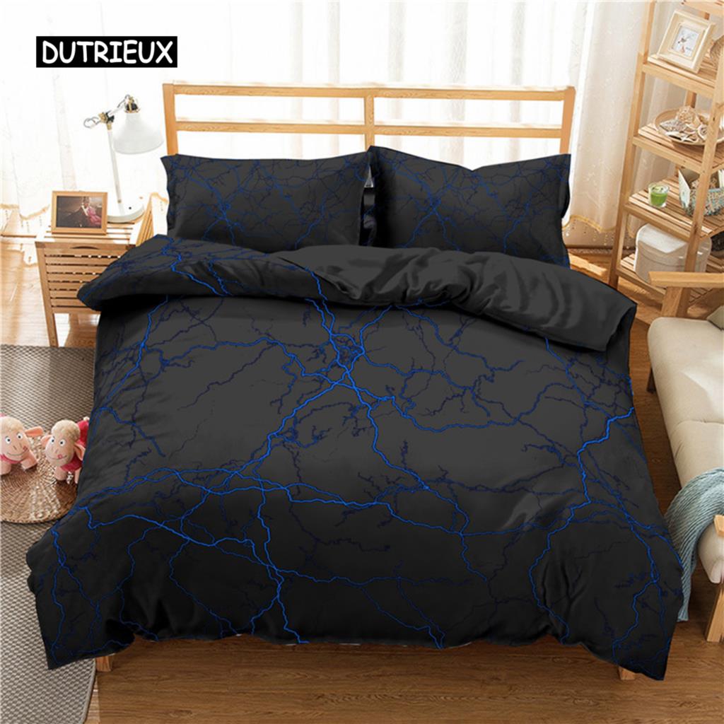 Lightning Duvet Cover Set Natural Phenomenon Bedding Set 3pcs for Kids Boys Thunder Comforter Cover Soft Polyester Quilt Cover