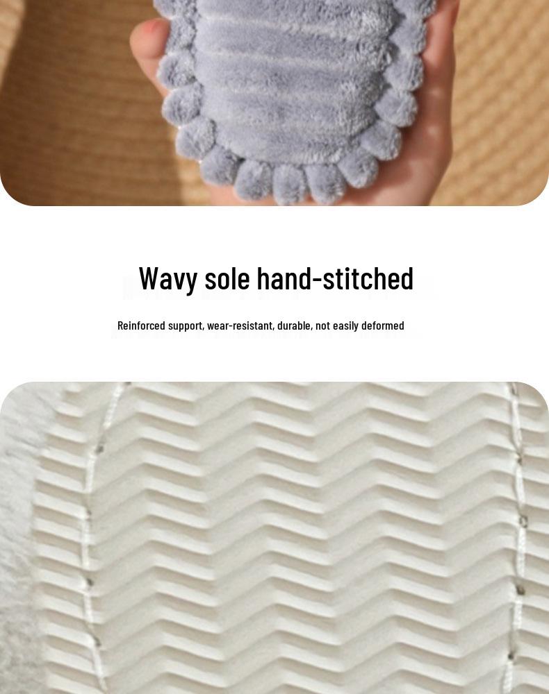 Double-Bar Curly Cotton Indoor Furry Slippers - Candy Color
