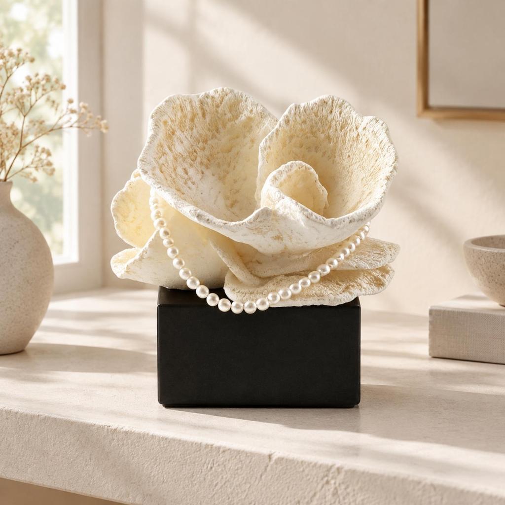 Sculptural Petal Highlight with Ebony Base Textured Tabletop