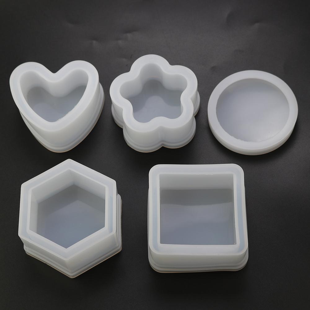 Epoxy Resin Hexagonal Crystal DIY Jewelry Box Silicone Mold Love Heart Storage Box Mold Brush Pot Resin Mold Jewelry Handcrafts