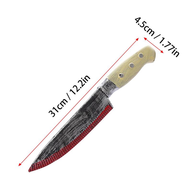 Halloween Decor Props Faked Bloody Sharp Knife Horror Cosplay Plastic Toy Simulation Weapons Fake Kitchen Knife Party Supplies