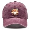 Cute Fox Print Snapback Sun Hat Big-eyed Fox Baseball Hat Washed Cotton Stylish Adjustable Baseball Cap Ideal Choice For Gifts