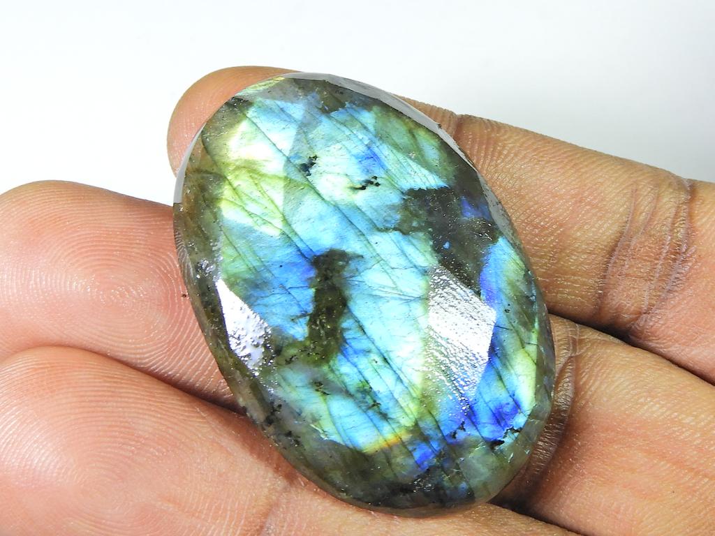 Labradorite Oval Facted Cut Crytsal Loose Natural Gemstone 31X43X09 MM SK-1335
