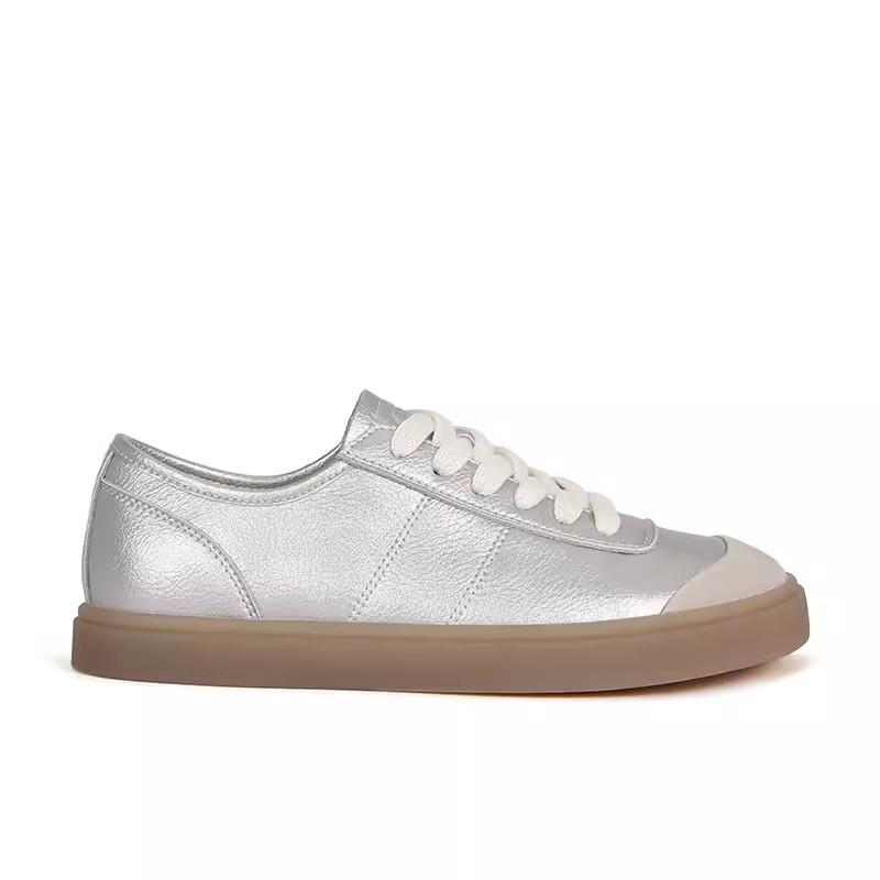 Rindslederversion~ Su Yinyin gleiche koreanische Retro-Schnürung Splicing Casual Sportschuhe Damen Board Schuhe Plateau weiße Schuhe