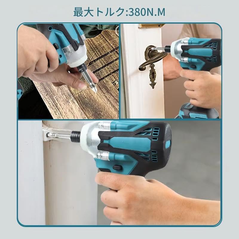 Bezszczotkowy Elektryczny Wkrętak Udarowy Akumulatorowy z LED do Makita 520N.m Klucz, Światło, 18V,