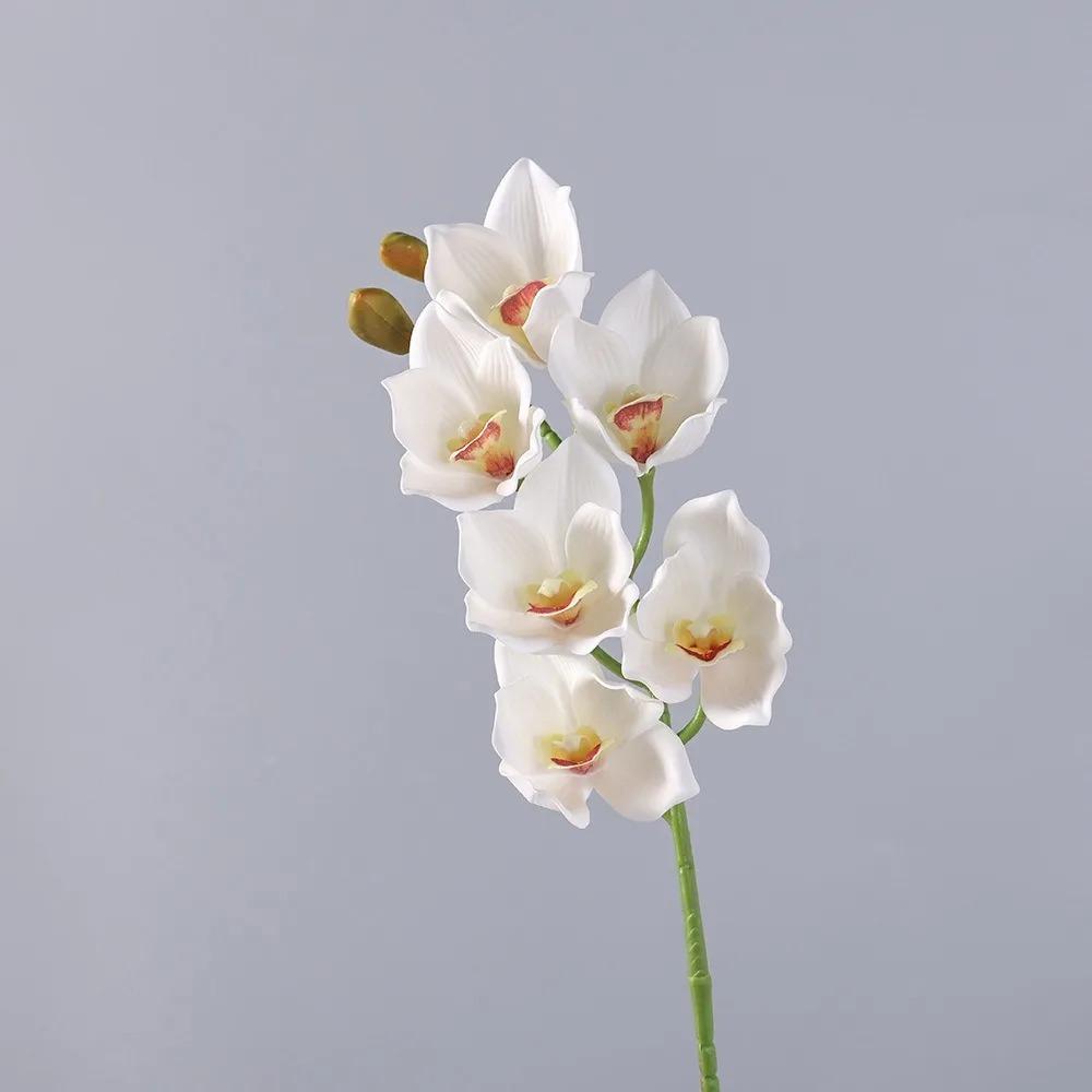 

Realistic PU Artificial Orchid Flowers 6 Heads Real Touch Fake Flowers Silicone Cotton Orchid Home Decoration