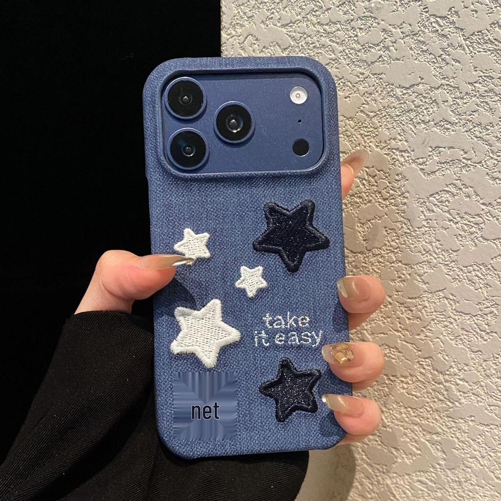 Embroidery Apple 17 Case for iPhone 16 Pro/15 Pro Max/14 Plus/13/12/XS, Drop-Proof and Stylish