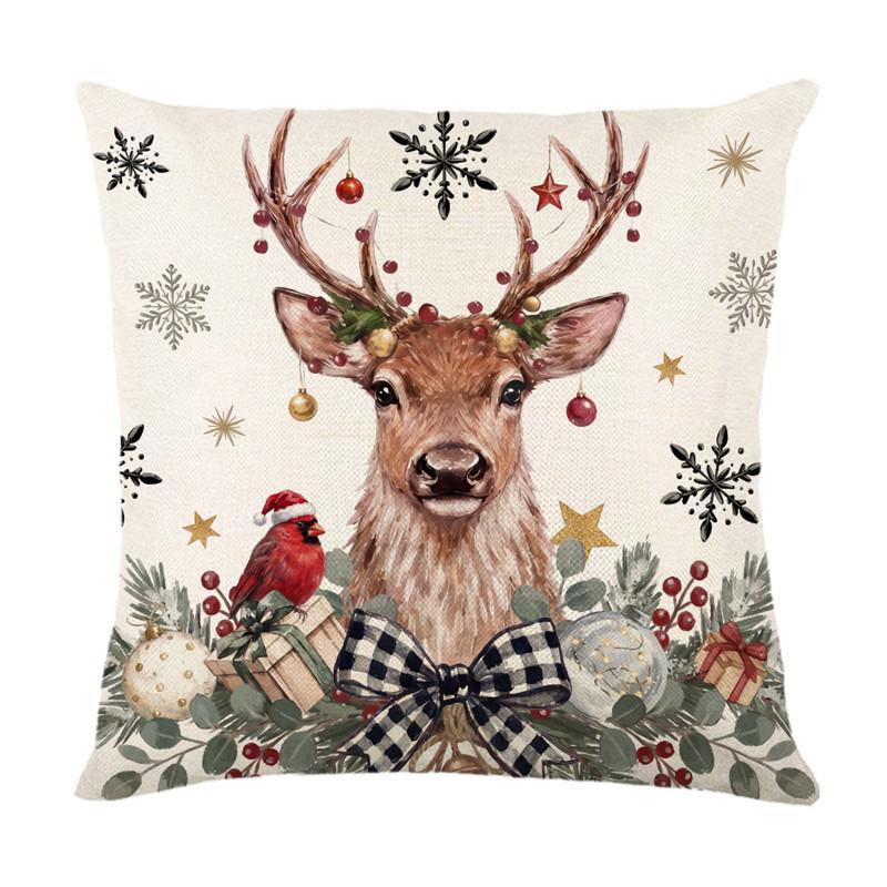 Christmas Pillowcase Without Core, Deer-shaped Christmas Tree Linen Headboard Cover, Sofa Decorative Pillowcase