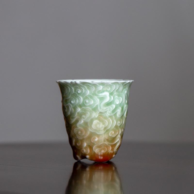 Celadon Gradient Handmade Large Ceramic Tea Tasting Cup - Gongfu Tea Set