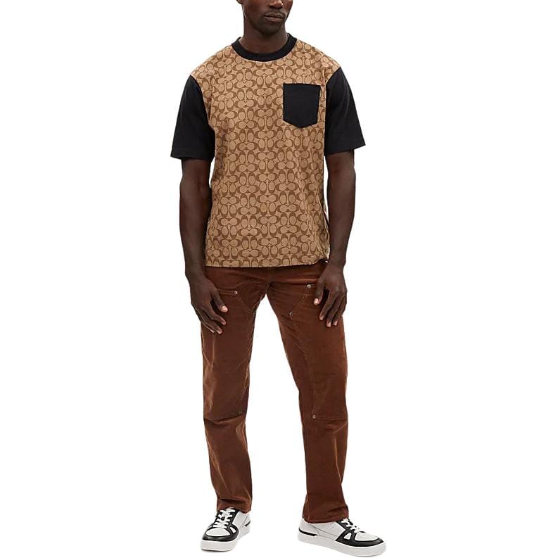 Coach T Shirts Men's Khaki Crew Neck Moderate CO789-OFZ